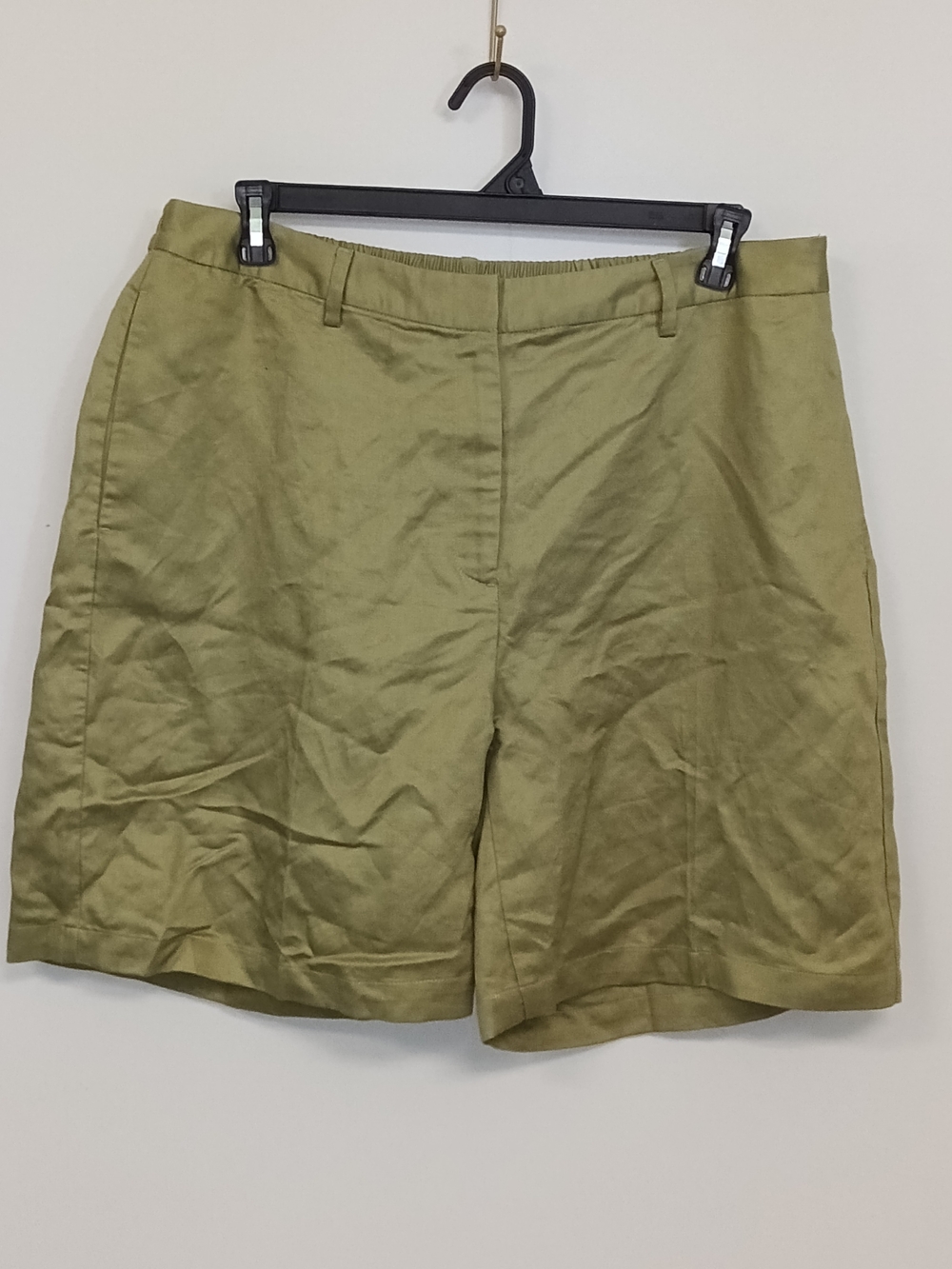 Banana Republic Linen Lyocell Olive Green Tailored Flat Front Hi Rise Shorts XL